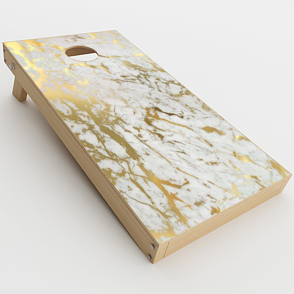  Marble White Gold Flake Granite Cornhole Game Boards  Skin