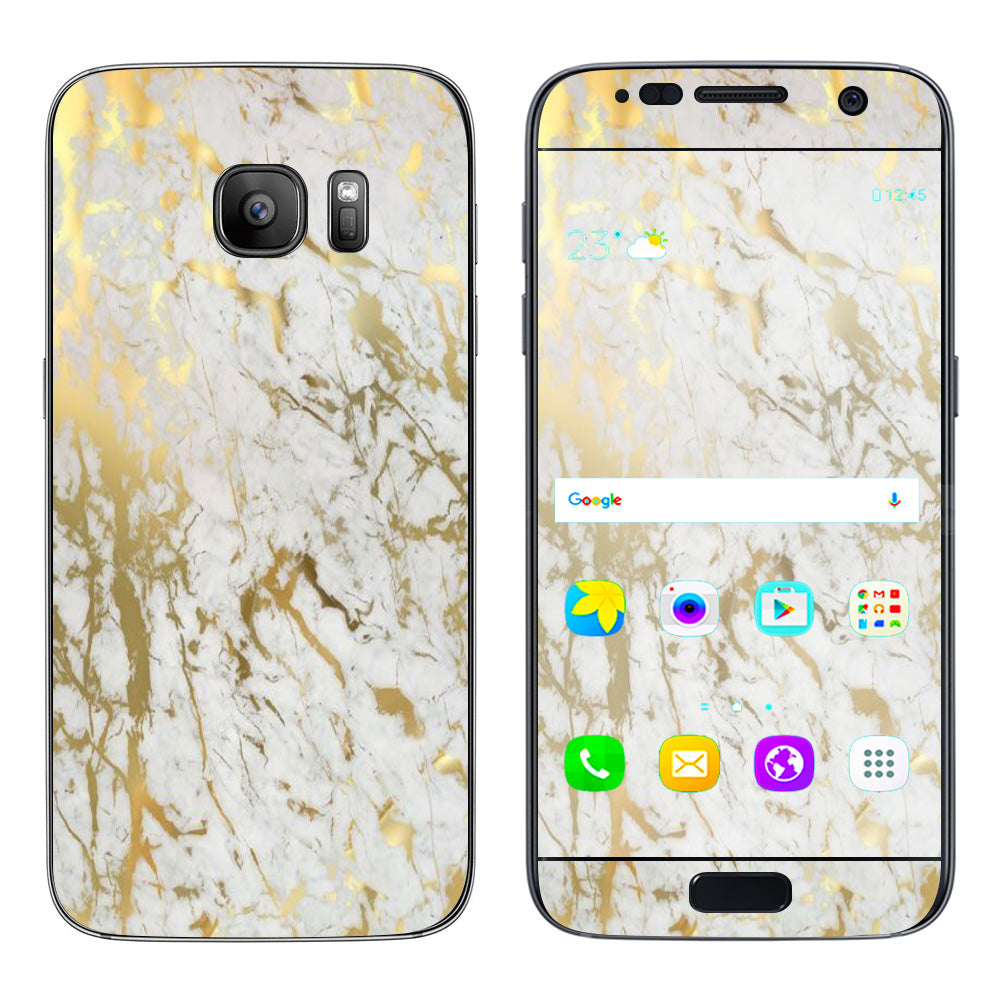  Marble White Gold Flake Granite  Samsung Galaxy S7 Skin