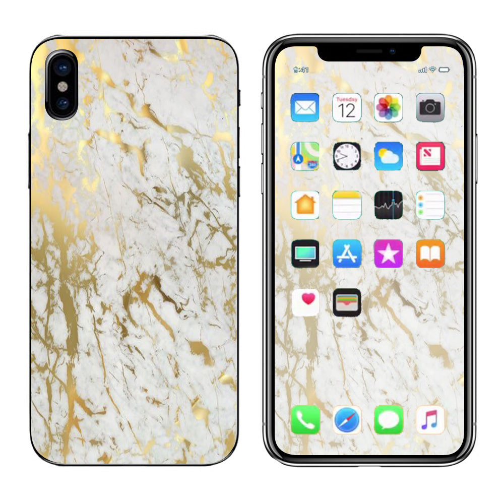  Marble White Gold Flake Granite  Apple iPhone X Skin