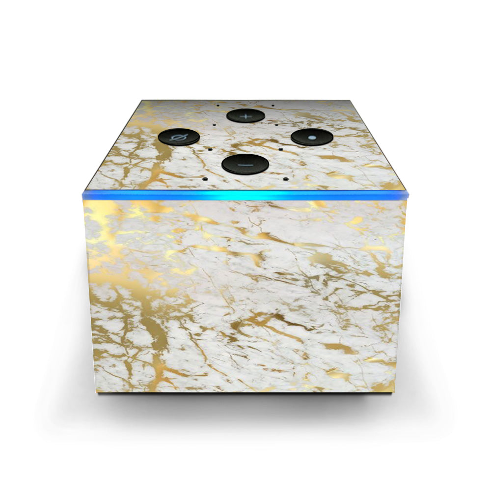  Marble White Gold Flake Granite  Amazon Fire TV Cube Skin