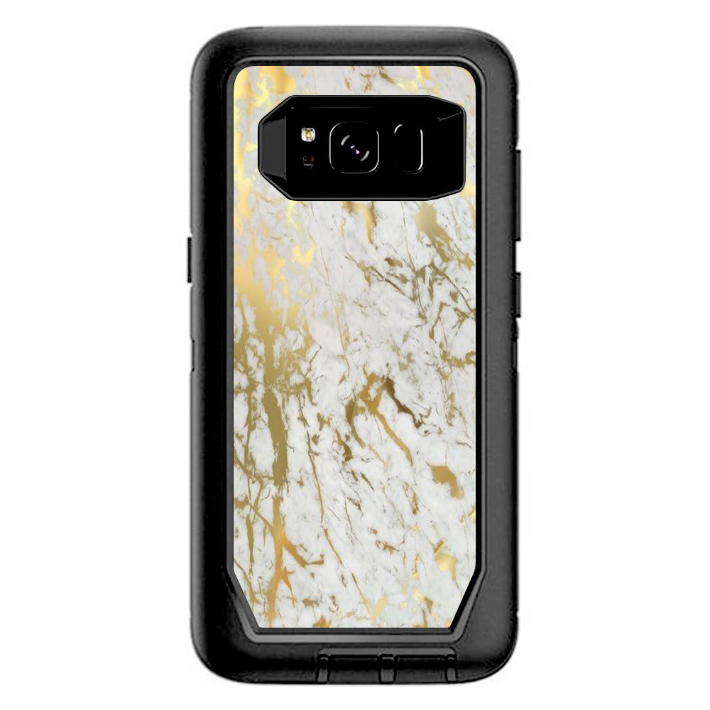  Marble White Gold Flake Granite  Otterbox Defender Samsung Galaxy S8 Skin