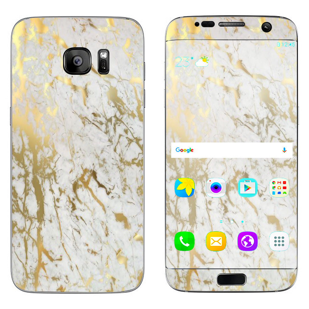 Marble White Gold Flake Granite  Samsung Galaxy S7 Edge Skin