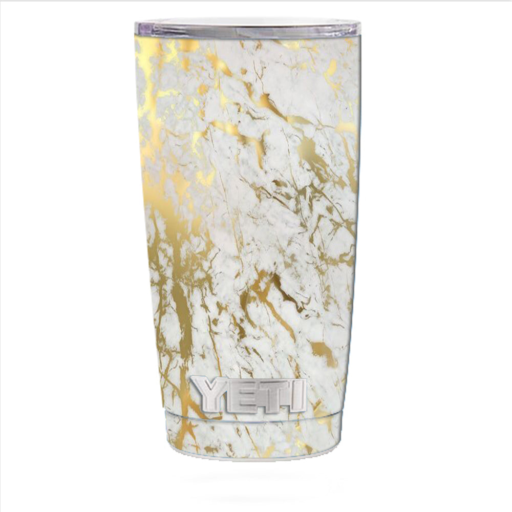  Marble White Gold Flake Granite Yeti 20oz Rambler Tumbler Skin
