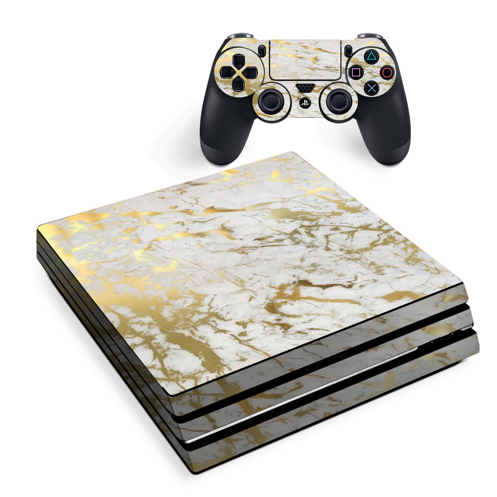 Marble White Gold Flake Granite  Sony PS4 Pro Skin