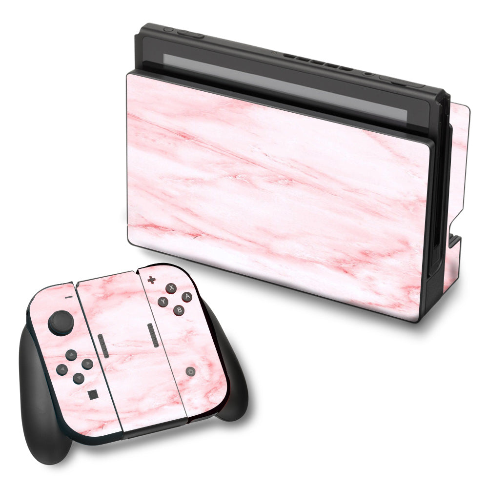  Rose Pink Marble Pattern Nintendo Switch Skin
