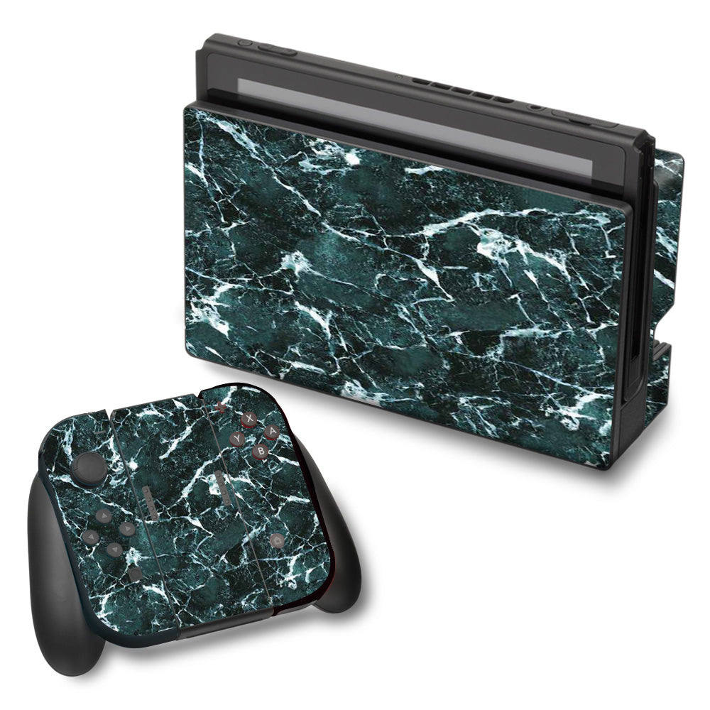  Green Dark Marble Granite Nintendo Switch Skin