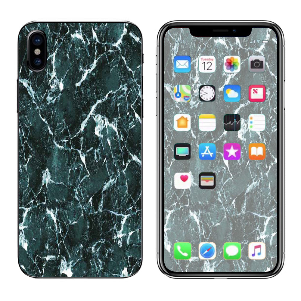  Green Dark Marble Granite Apple iPhone X Skin