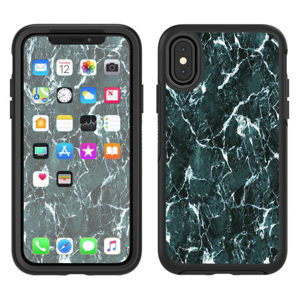  Green Dark Marble Granite Otterbox Defender Apple iPhone X Skin