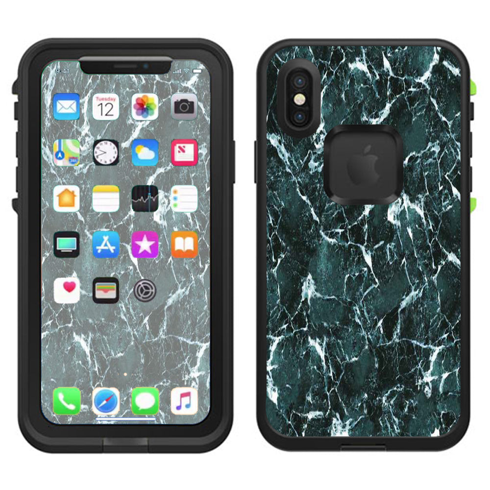  Green Dark Marble Granite Lifeproof Fre Case iPhone X Skin