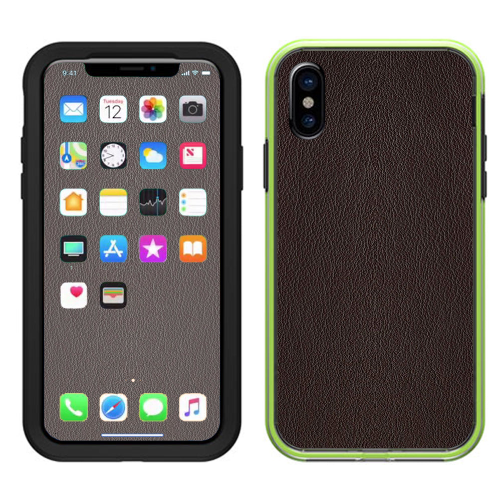  Brown Leather Design Pattern Lifeproof Slam Case iPhone X Skin