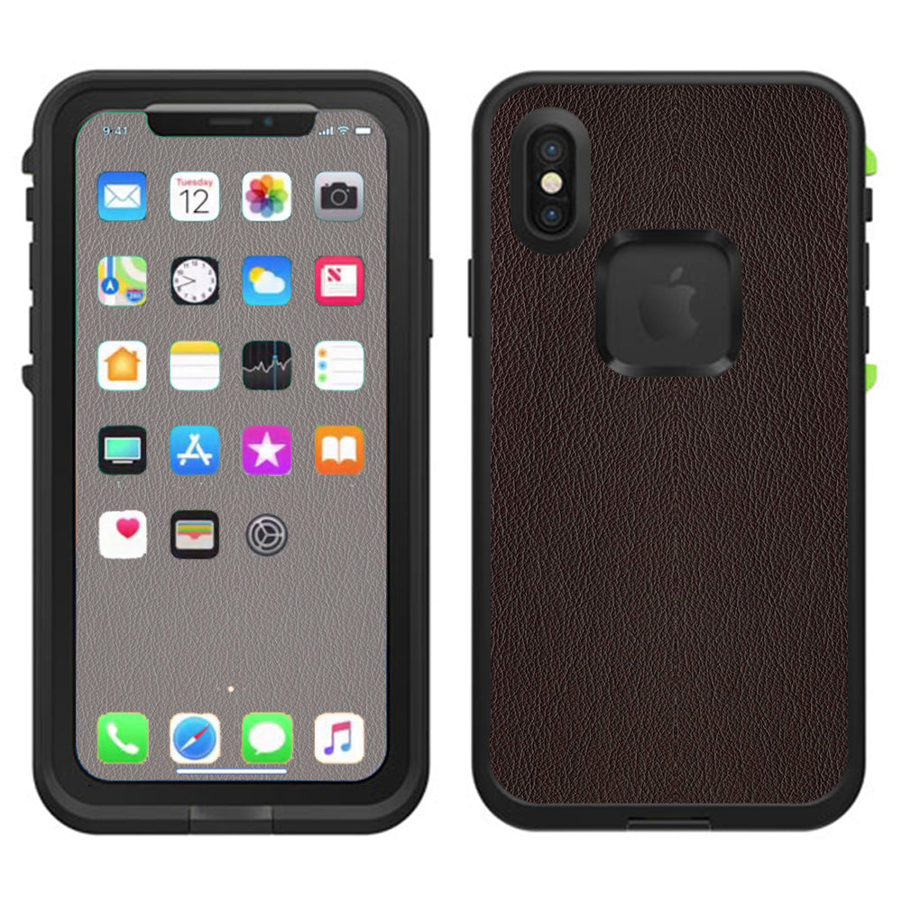  Brown Leather Design Pattern Lifeproof Fre Case iPhone X Skin
