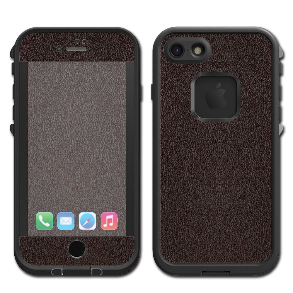  Brown Leather Design Pattern Lifeproof Fre iPhone 7 or iPhone 8 Skin