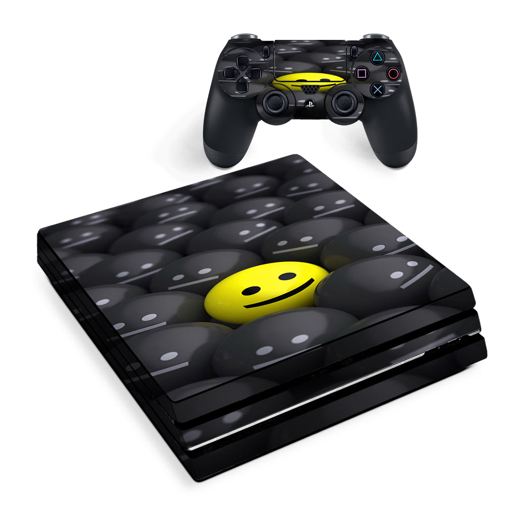 1 Yellow Happy Emoji With Sad Sony PS4 Pro Skin