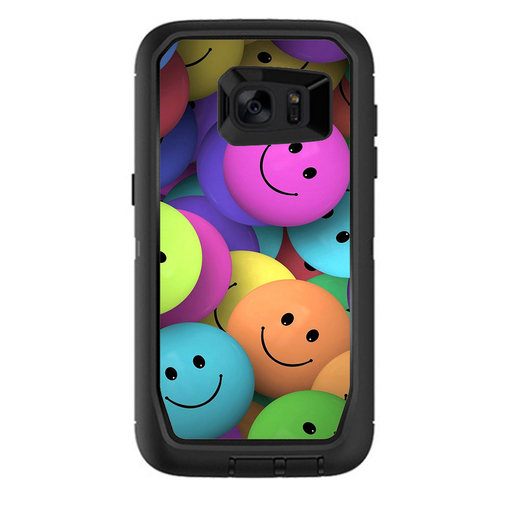  Colorful Smiley Faces Balls Otterbox Defender Samsung Galaxy S7 Edge Skin
