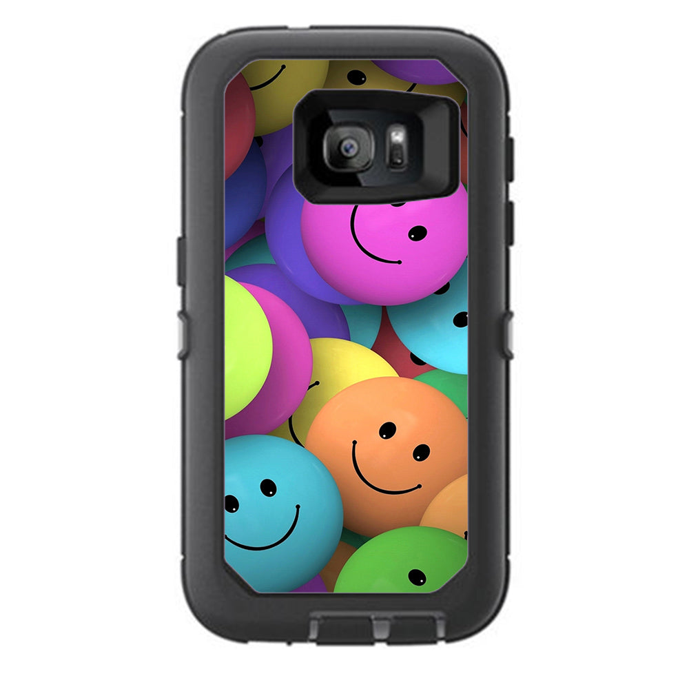  Colorful Smiley Faces Balls Otterbox Defender Samsung Galaxy S7 Skin