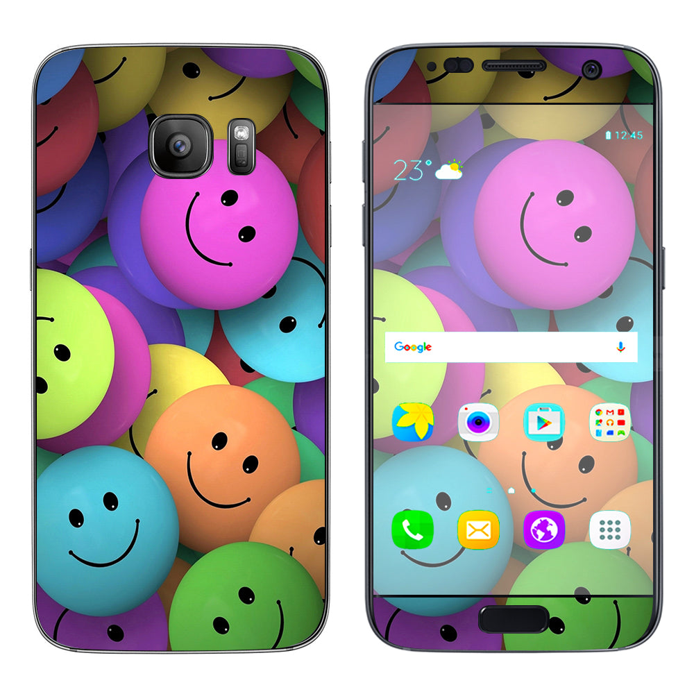  Colorful Smiley Faces Balls Samsung Galaxy S7 Skin