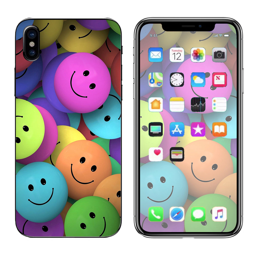  Colorful Smiley Faces Balls Apple iPhone X Skin