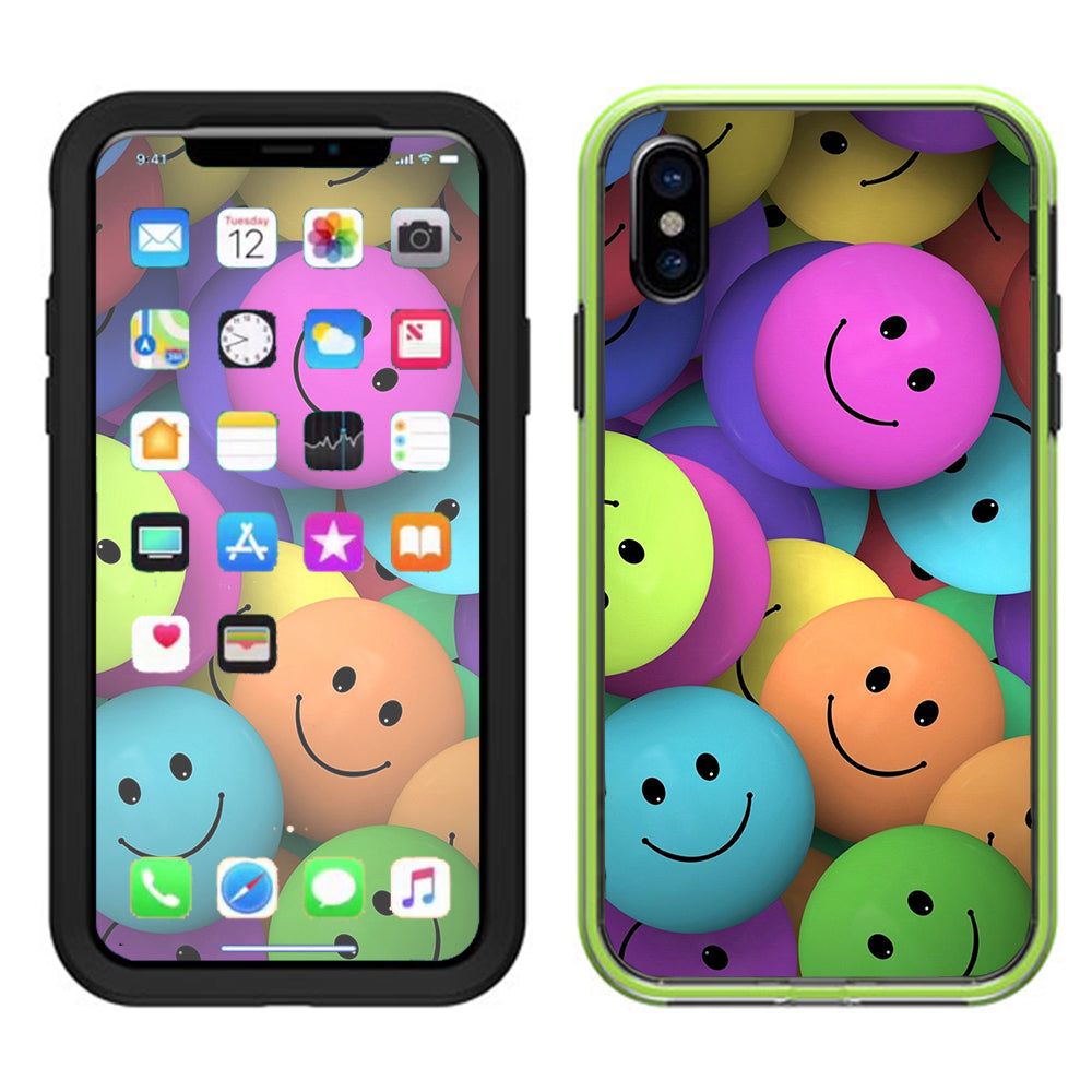  Colorful Smiley Faces Balls Lifeproof Slam Case iPhone X Skin