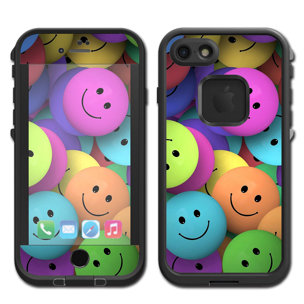  Colorful Smiley Faces Balls Lifeproof Fre iPhone 7 or iPhone 8 Skin