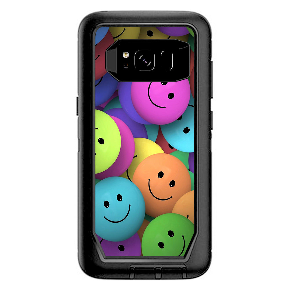  Colorful Smiley Faces Balls Otterbox Defender Samsung Galaxy S8 Skin