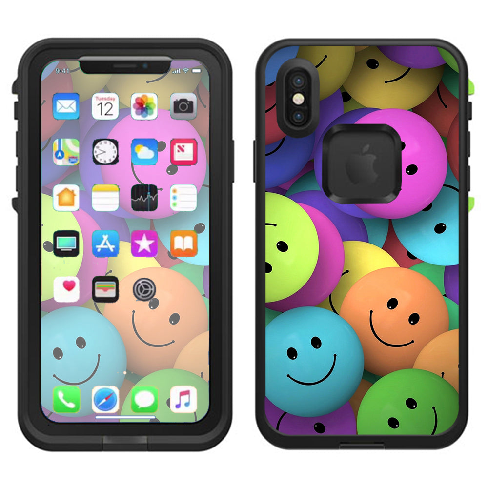  Colorful Smiley Faces Balls Lifeproof Fre Case iPhone X Skin