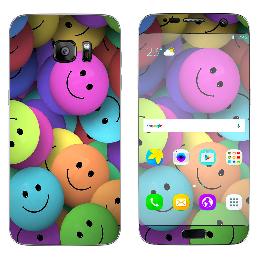  Colorful Smiley Faces Balls Samsung Galaxy S7 Edge Skin
