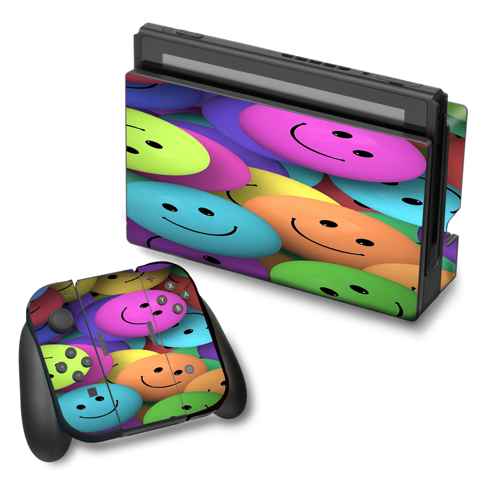  Colorful Smiley Faces Balls Nintendo Switch Skin