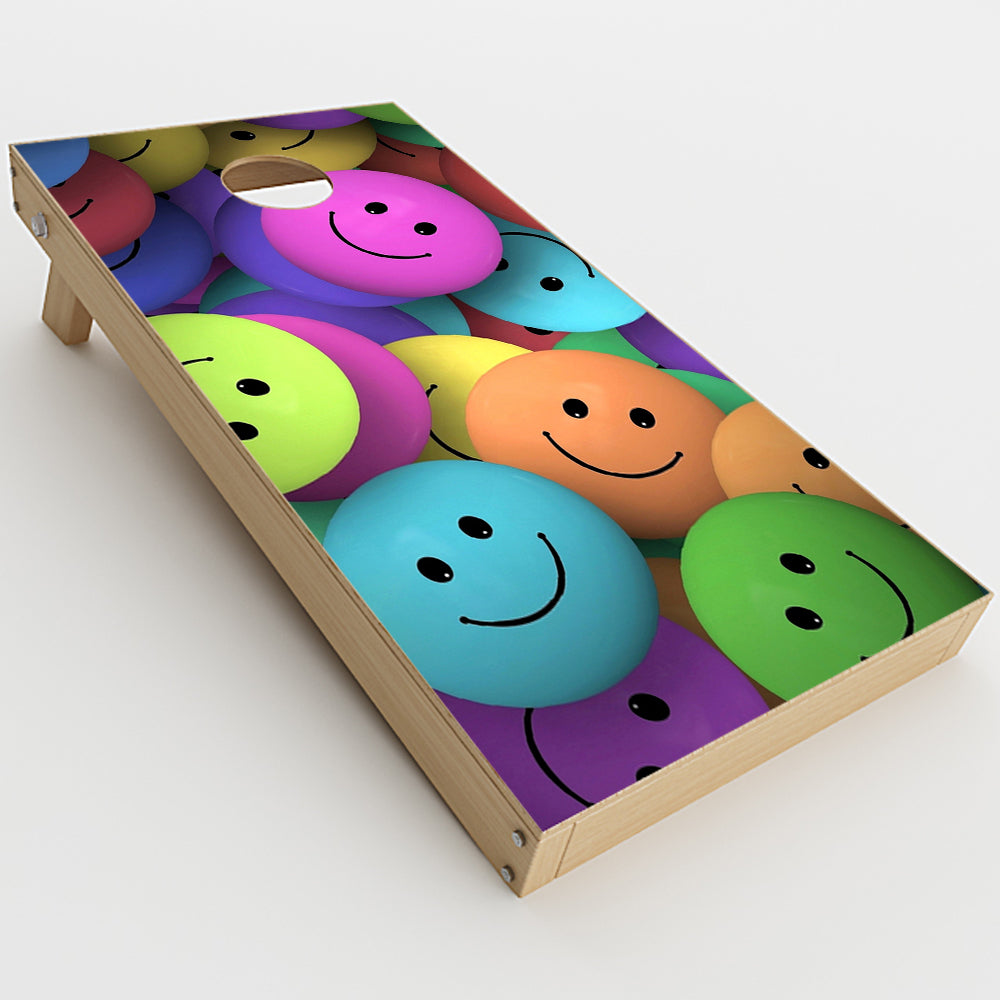  Colorful Smiley Faces Balls Cornhole Game Boards  Skin