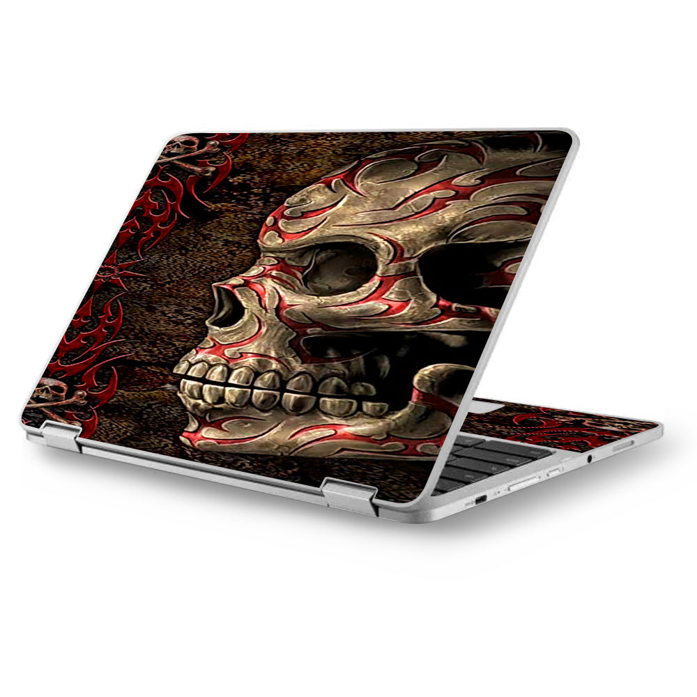  Wicked Evil Tribal Skull Tattoo Asus Chromebook Flip 12.5" Skin