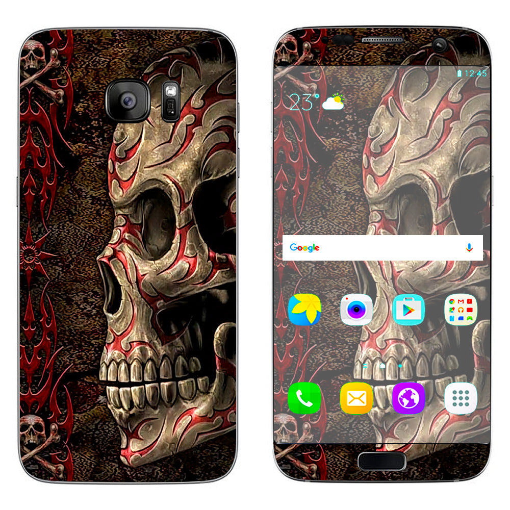  Wicked Evil Tribal Skull Tattoo Samsung Galaxy S7 Edge Skin