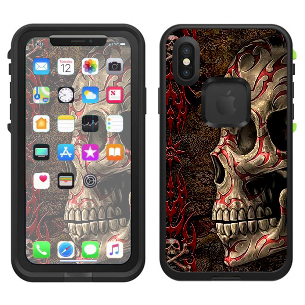  Wicked Evil Tribal Skull Tattoo Lifeproof Fre Case iPhone X Skin