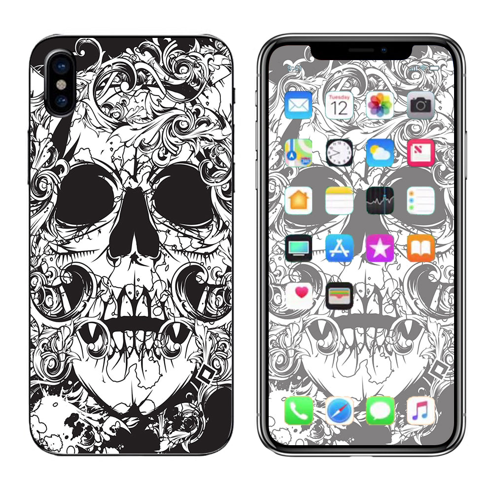  Crazy Lineart Skull Design Apple iPhone X Skin
