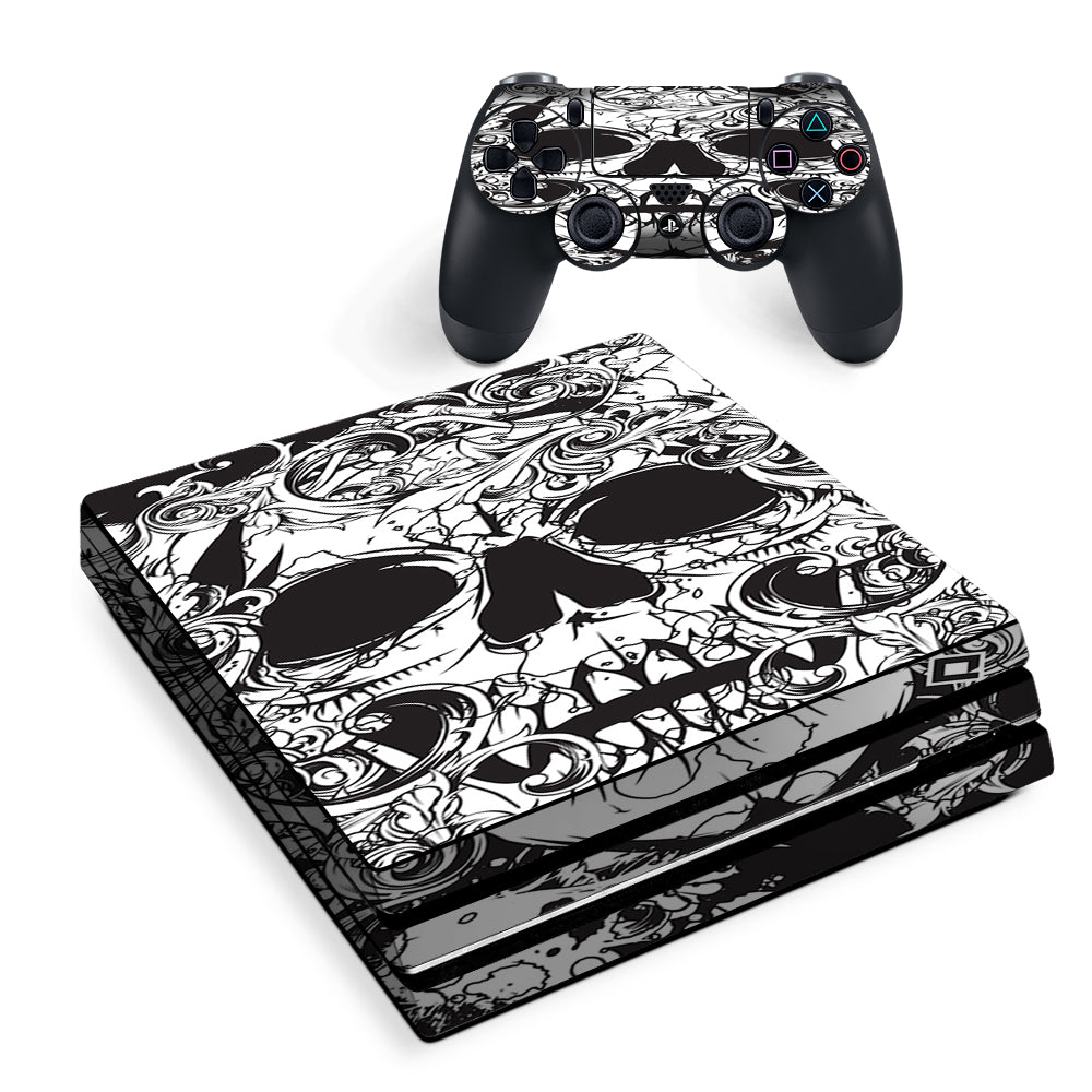 Crazy Lineart Skull Design Sony PS4 Pro Skin