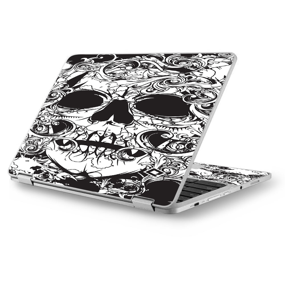  Crazy Lineart Skull Design Asus Chromebook Flip 12.5" Skin