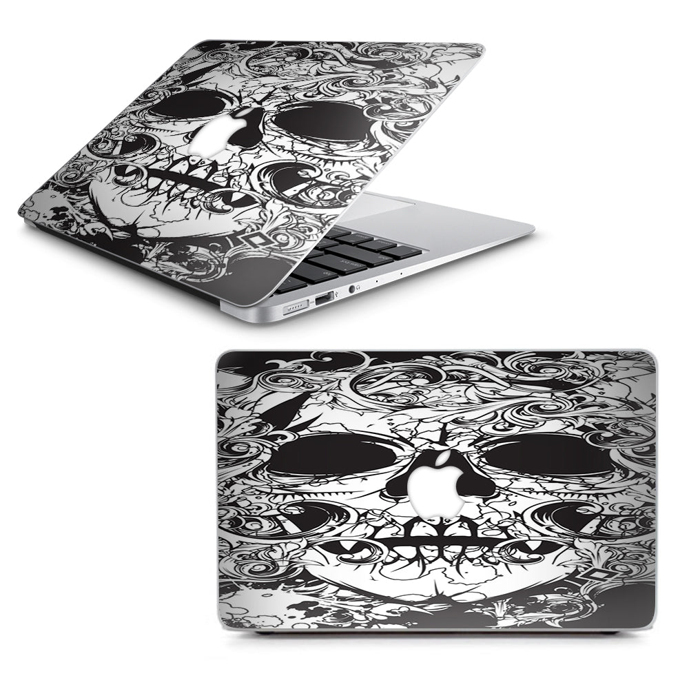  Crazy Lineart Skull Design Macbook Air 13" A1369 A1466 Skin