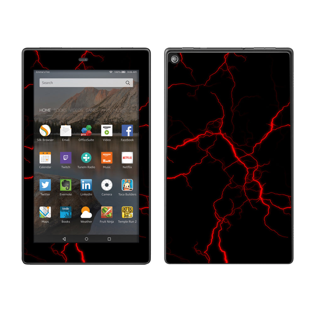  Red Lightning Bolts Electric Amazon Fire HD 8 Skin