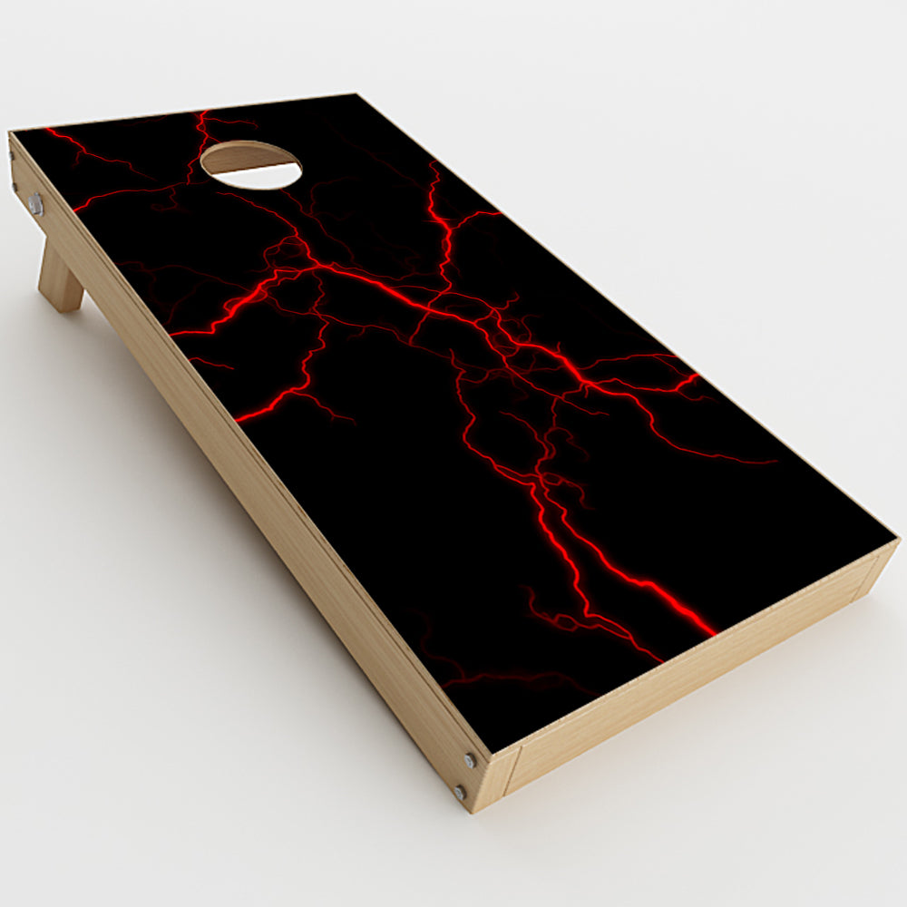  Red Lightning Bolts Electric Cornhole Game Boards  Skin