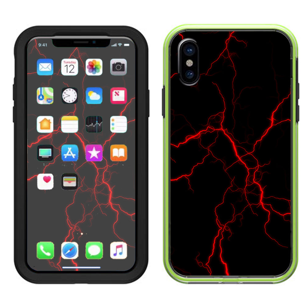  Red Lightning Bolts Electric Lifeproof Slam Case iPhone X Skin