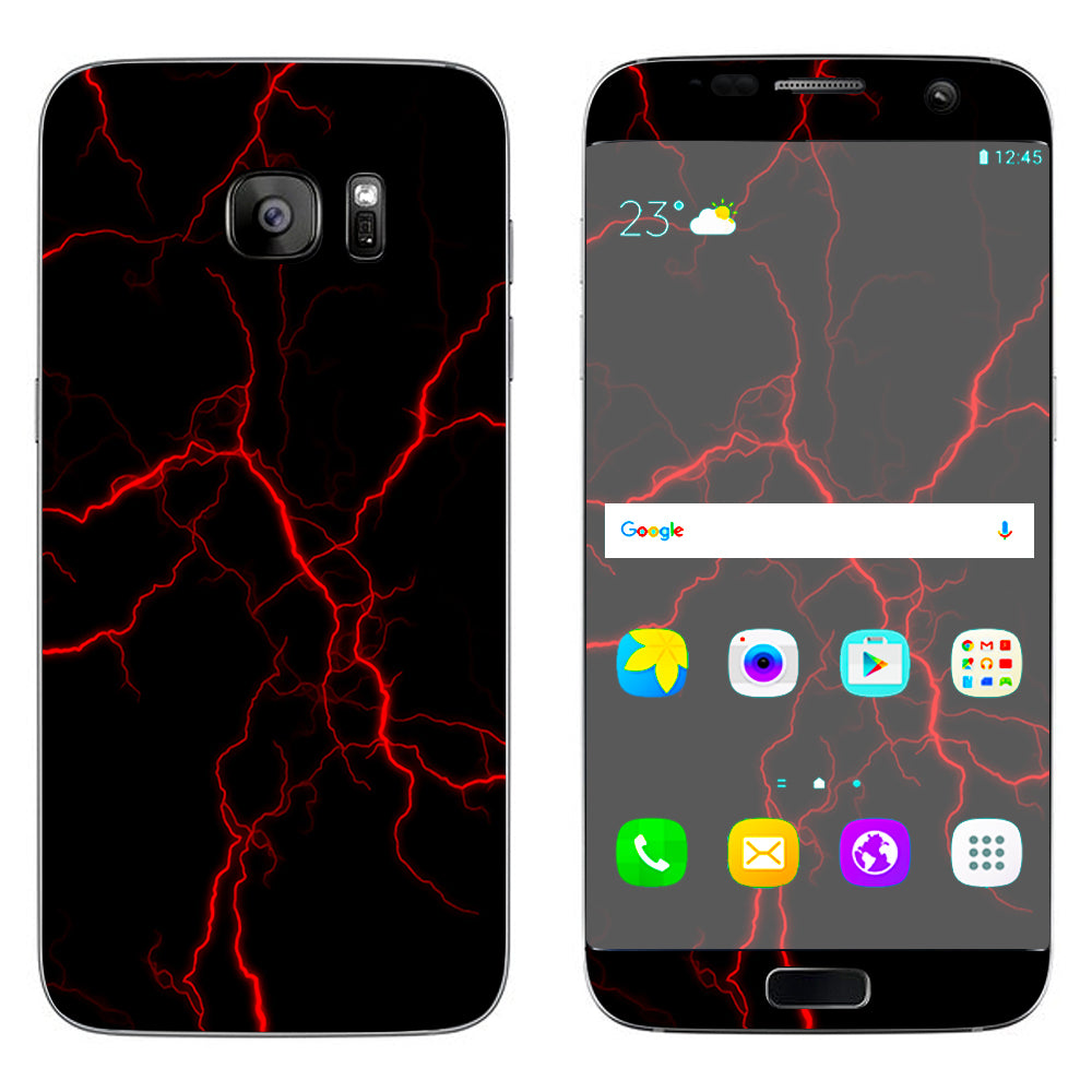  Red Lightning Bolts Electric Samsung Galaxy S7 Edge Skin