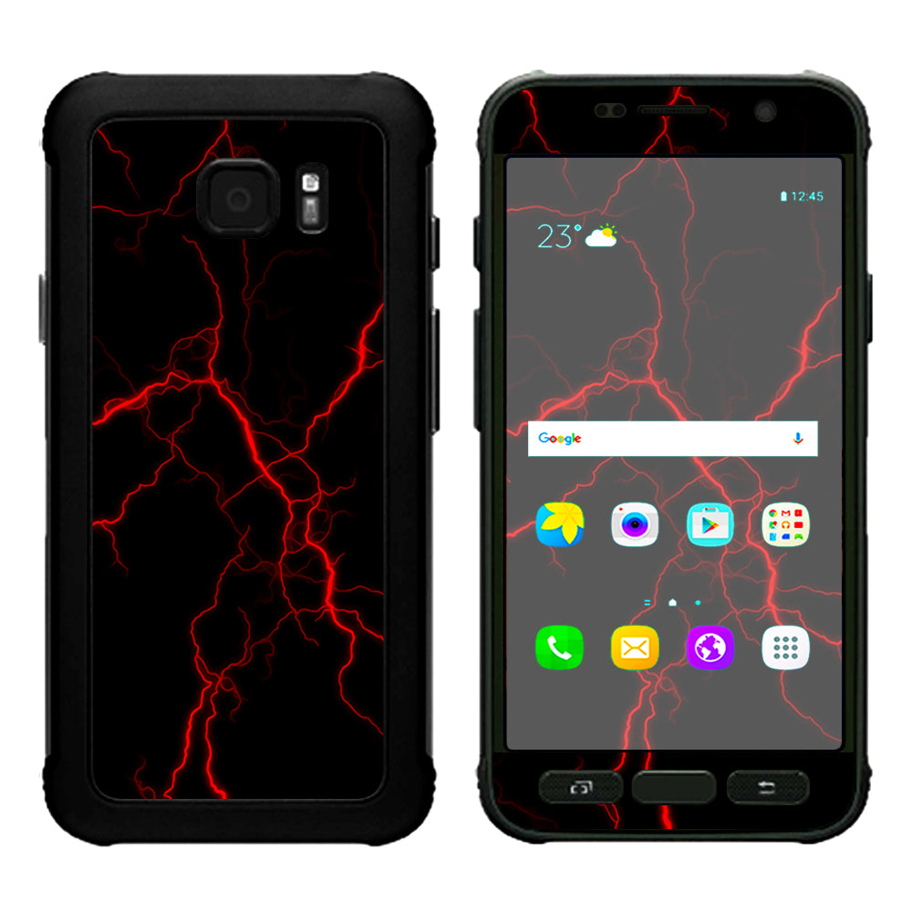  Red Lightning Bolts Electric Samsung Galaxy S7 Active Skin
