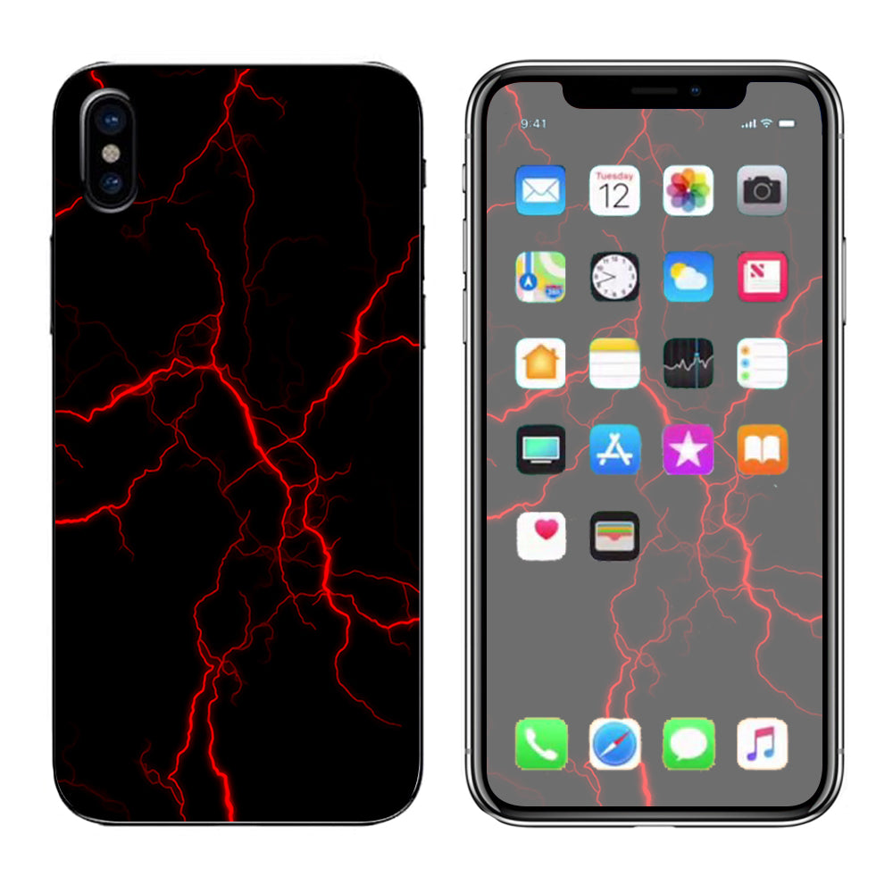  Red Lightning Bolts Electric Apple iPhone X Skin
