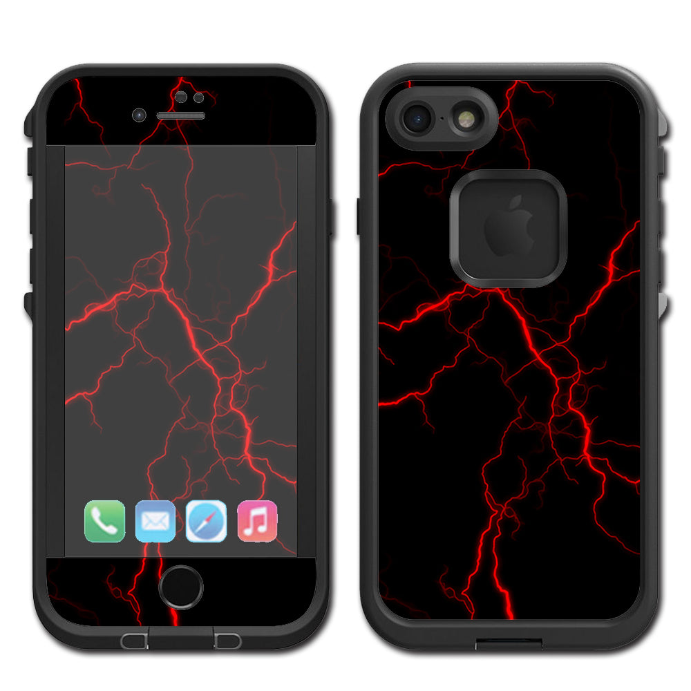  Red Lightning Bolts Electric Lifeproof Fre iPhone 7 or iPhone 8 Skin