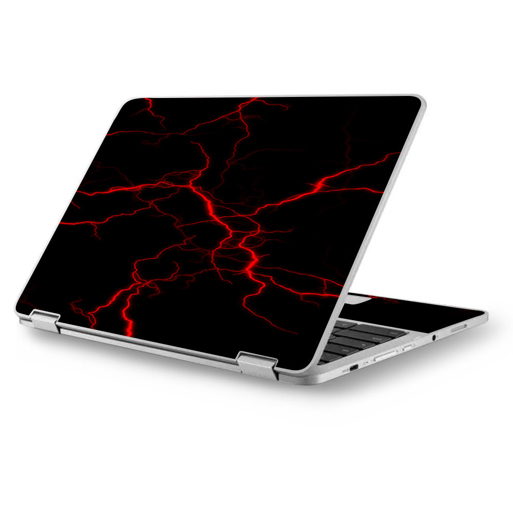  Red Lightning Bolts Electric Asus Chromebook Flip 12.5" Skin