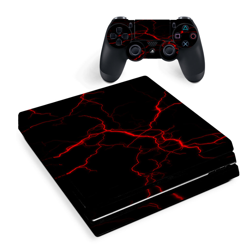 Red Lightning Bolts Electric Sony PS4 Pro Skin