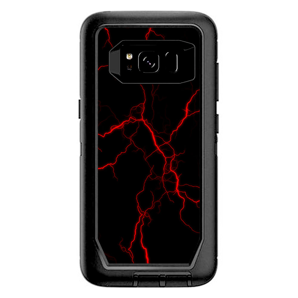  Red Lightning Bolts Electric Otterbox Defender Samsung Galaxy S8 Skin
