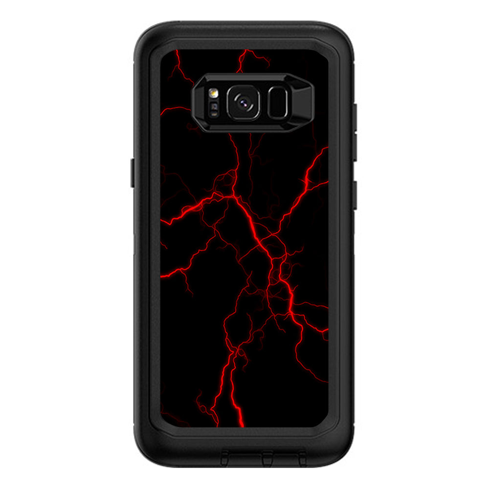  Red Lightning Bolts Electric Otterbox Defender Samsung Galaxy S8 Plus Skin
