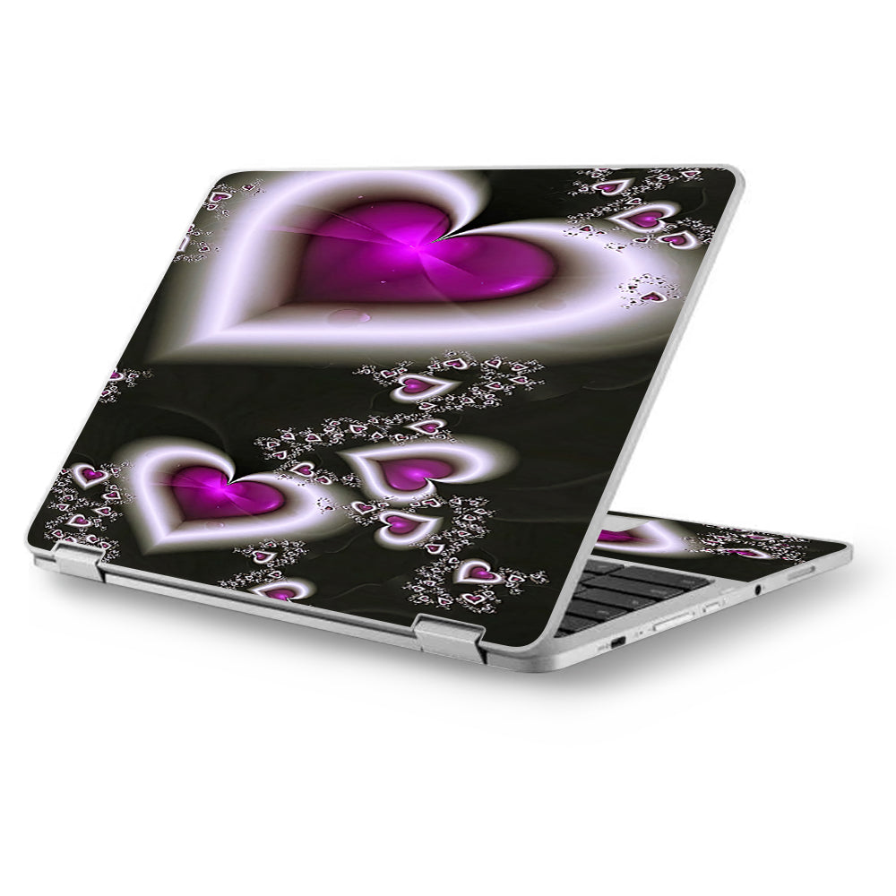  Glowing Hearts Pink White Asus Chromebook Flip 12.5" Skin
