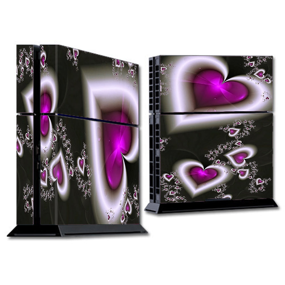  Glowing Hearts Pink White Sony Playstation PS4 Skin