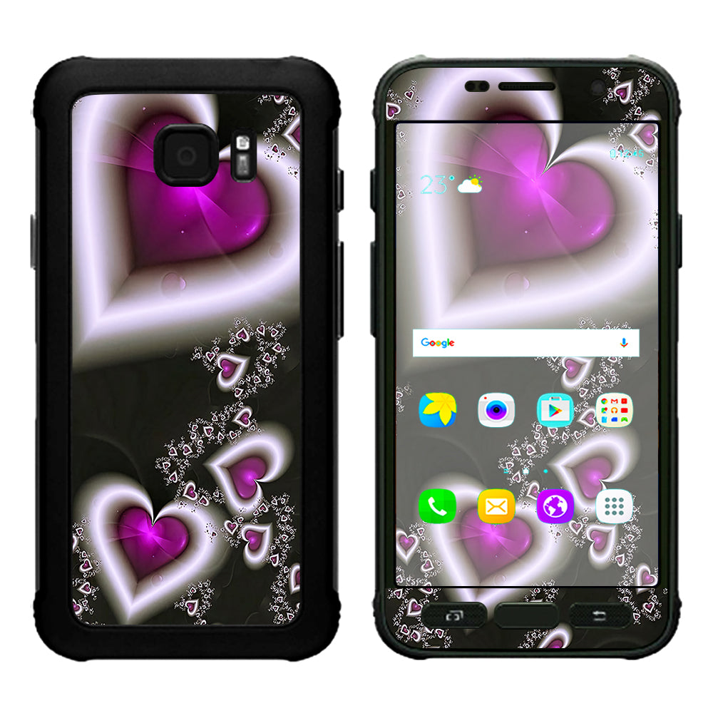  Glowing Hearts Pink White Samsung Galaxy S7 Active Skin