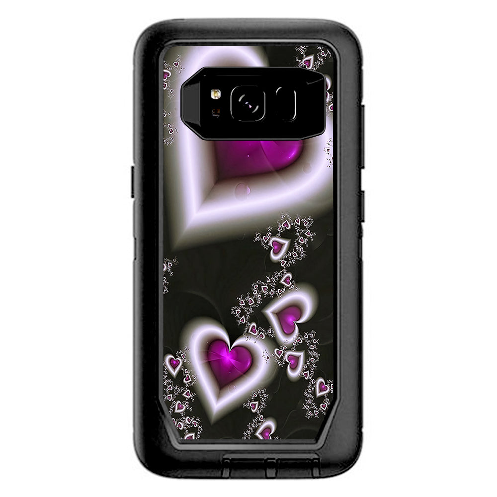  Glowing Hearts Pink White Otterbox Defender Samsung Galaxy S8 Skin